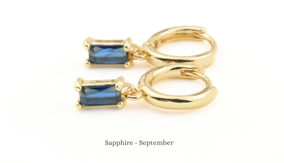 Baguette Birthstone Hoops
