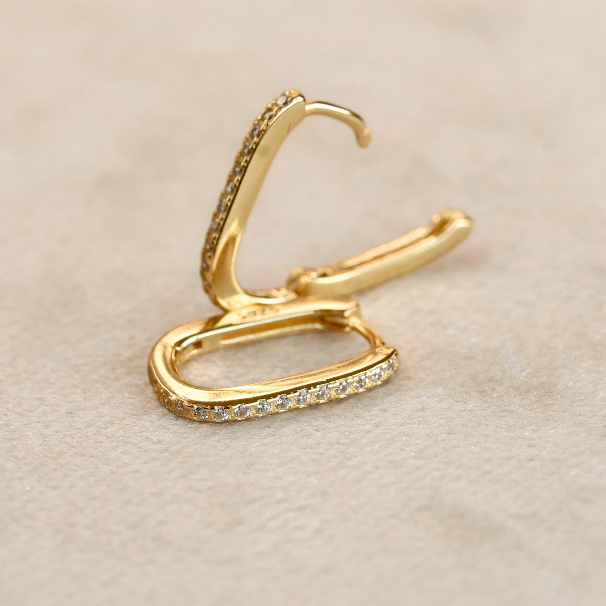 Pave U Hoop Earrings