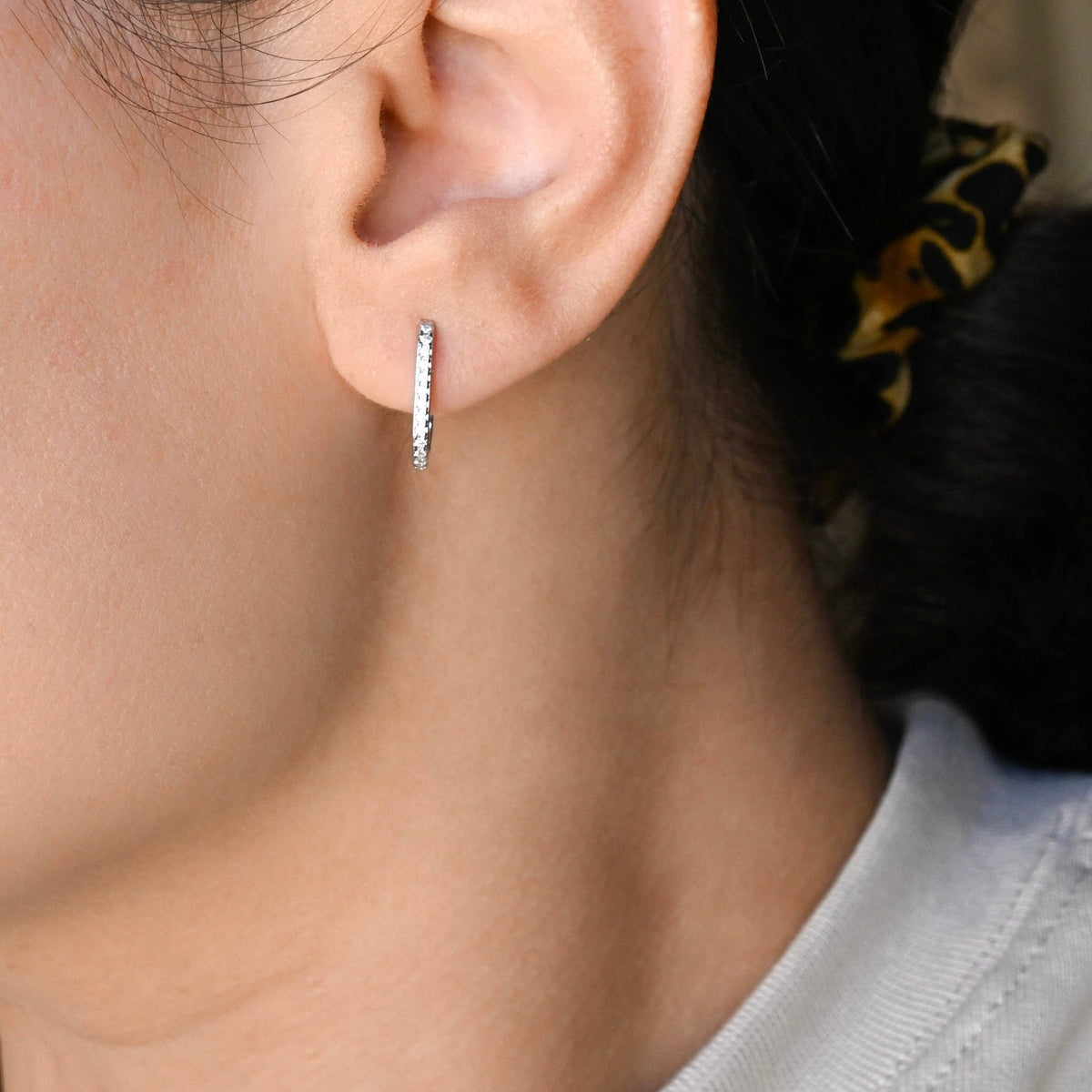 Pave U Hoop Earrings