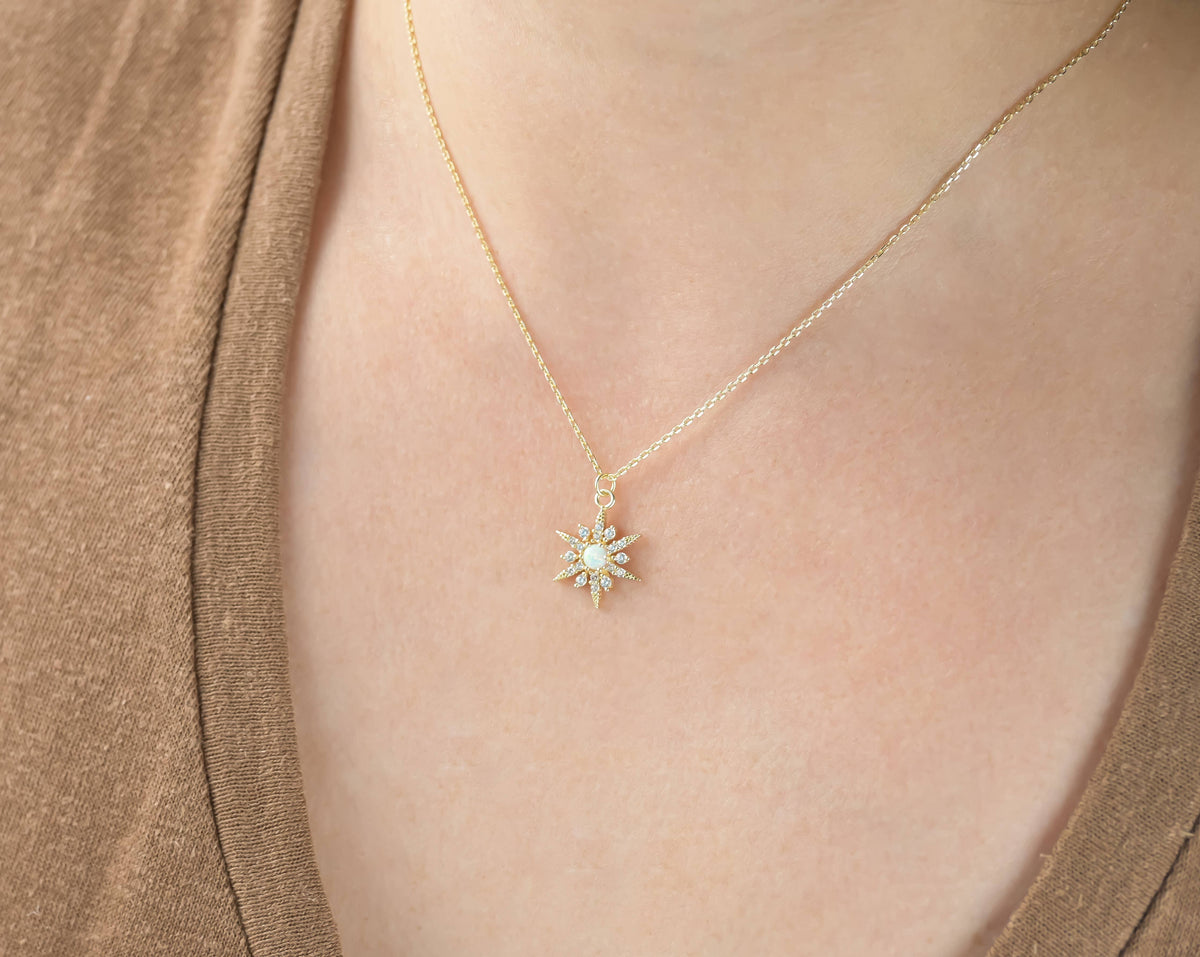 Opal Star Burst Necklace