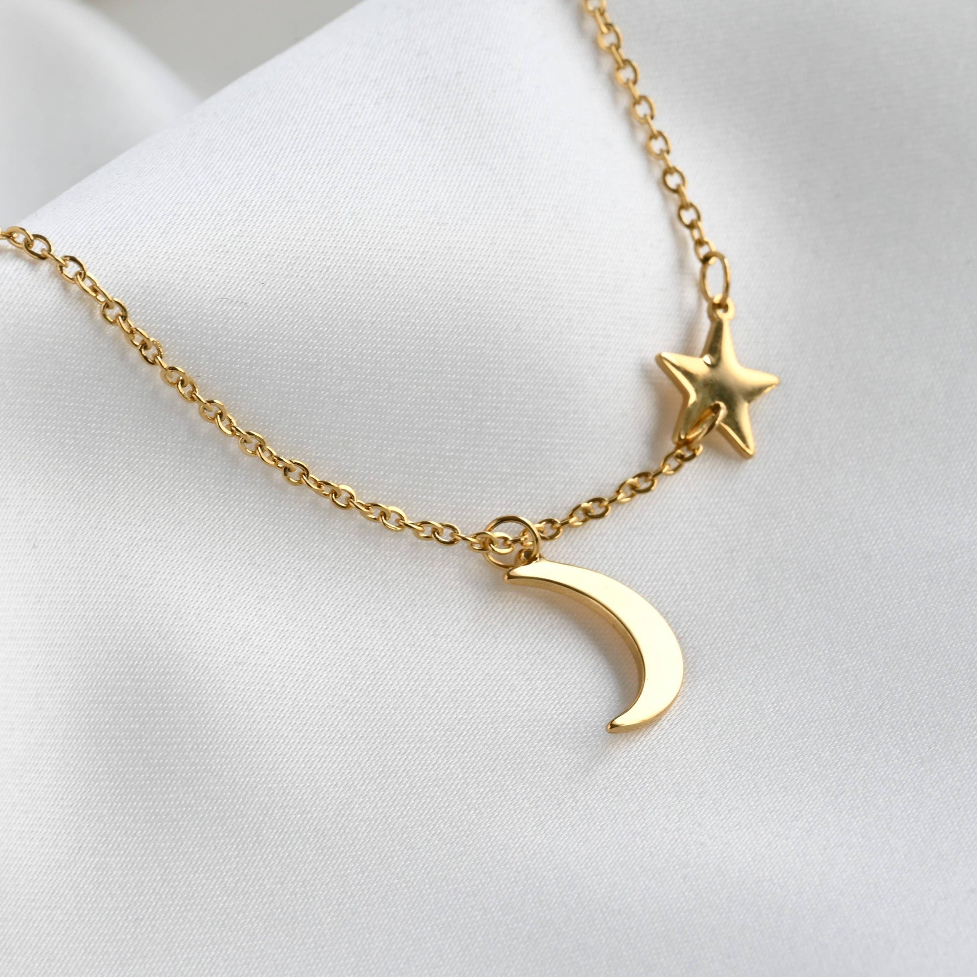 Moon and Star Necklace