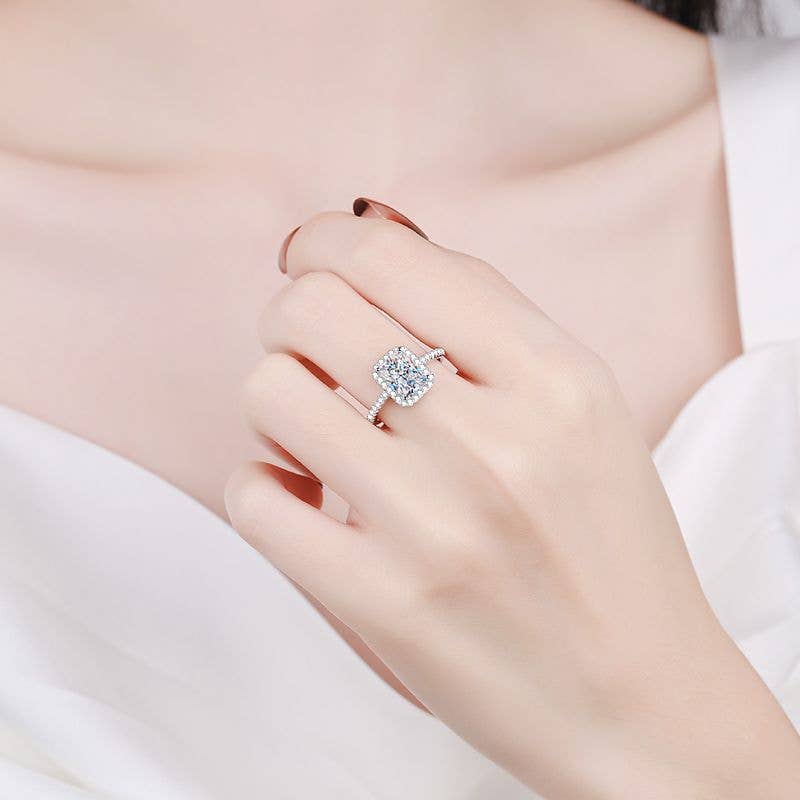 Sugar Cube Moissanite Ring