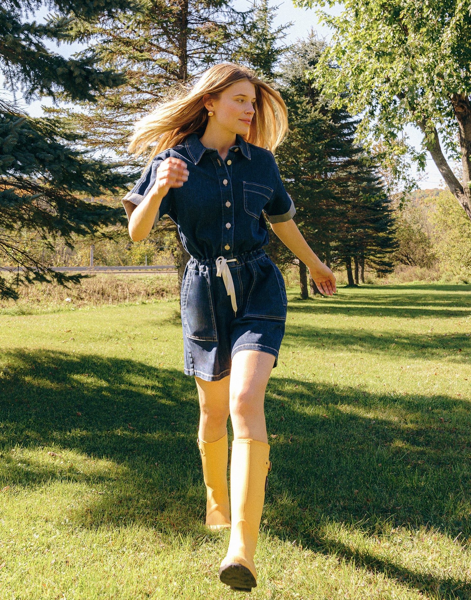 Yoga Jean Romper - Botanical Blue