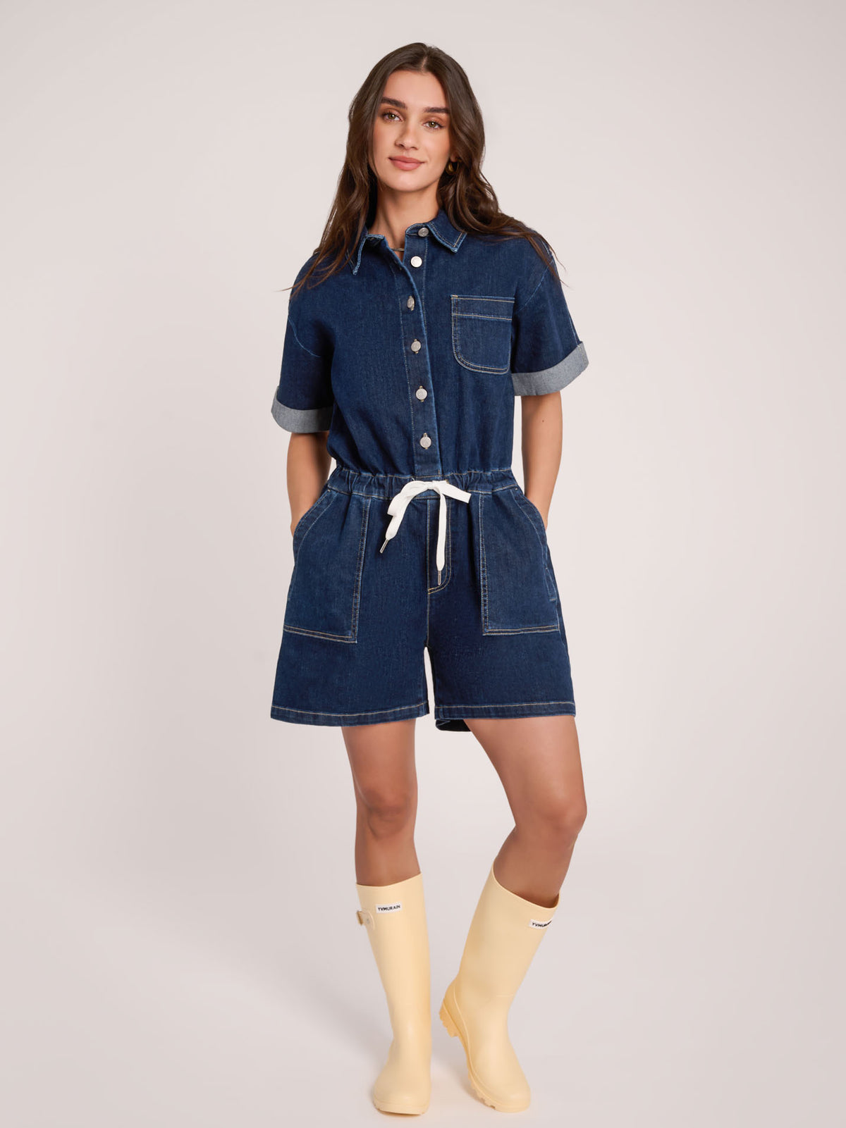 Yoga Jean Romper - Botanical Blue