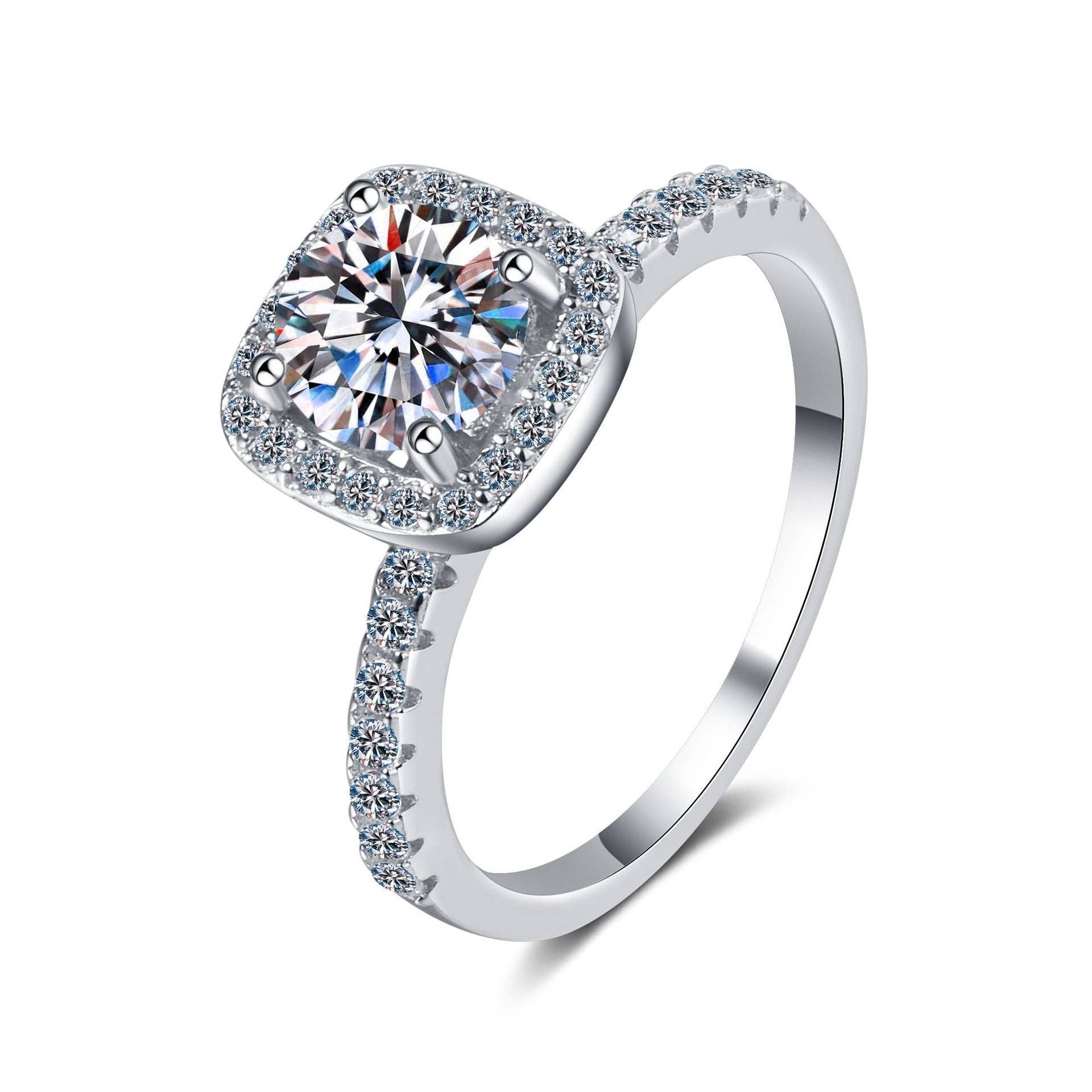 Moissanite Cushion Cut Halo