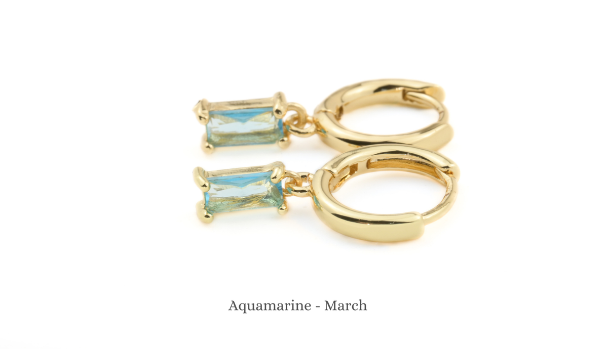 Baguette Birthstone Hoops