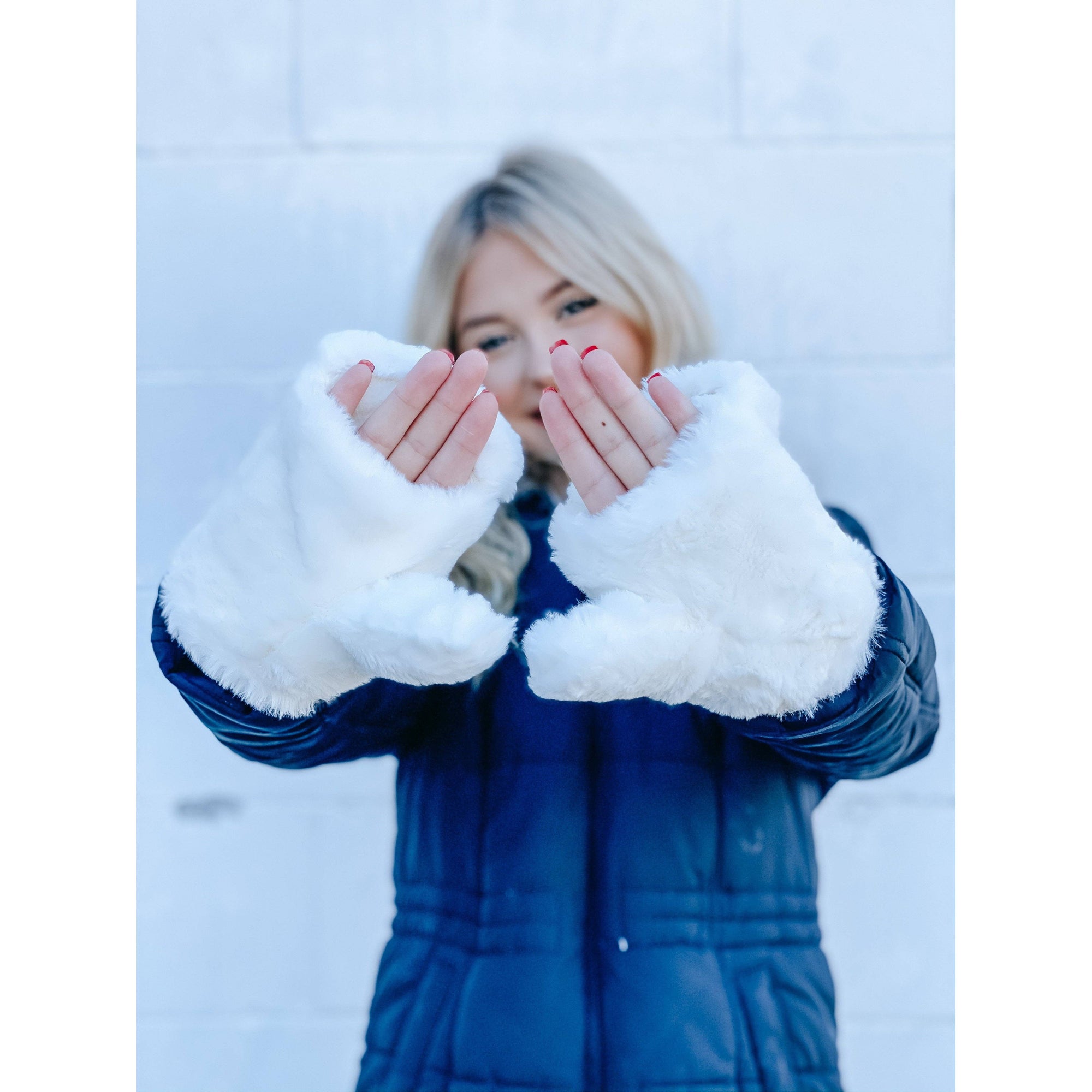 Fuzzy Lined Fur Women's Convertible Mittens