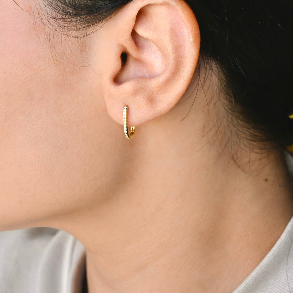 Pave U Hoop Earrings