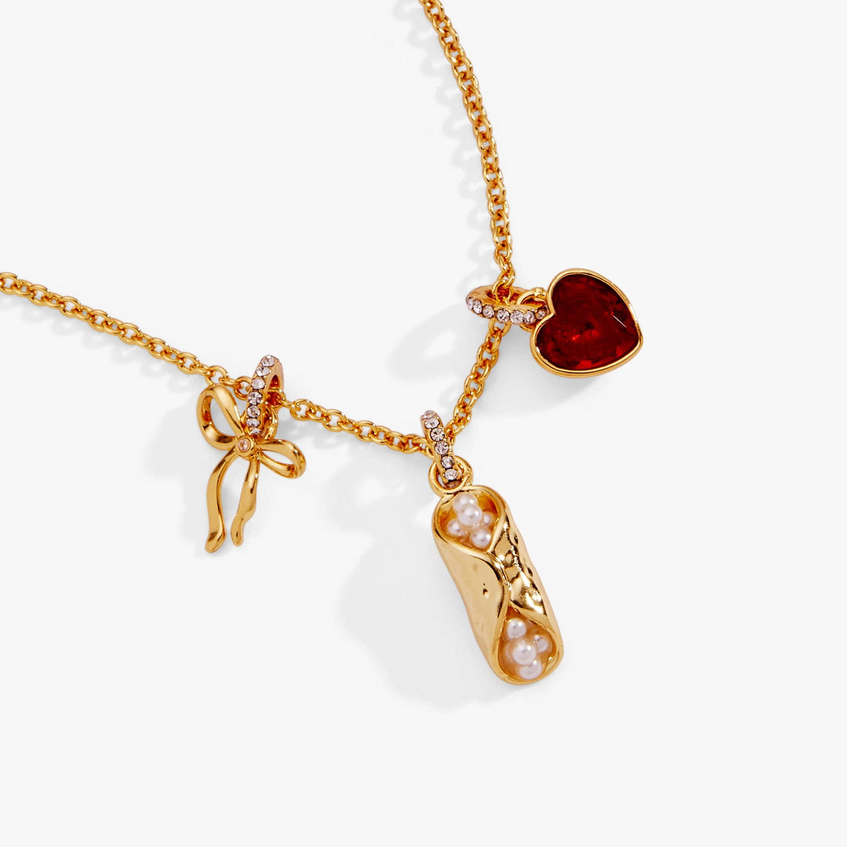 'There Cannoli Be You' Bow &amp; Heart Multi Charm Cluster Necklace