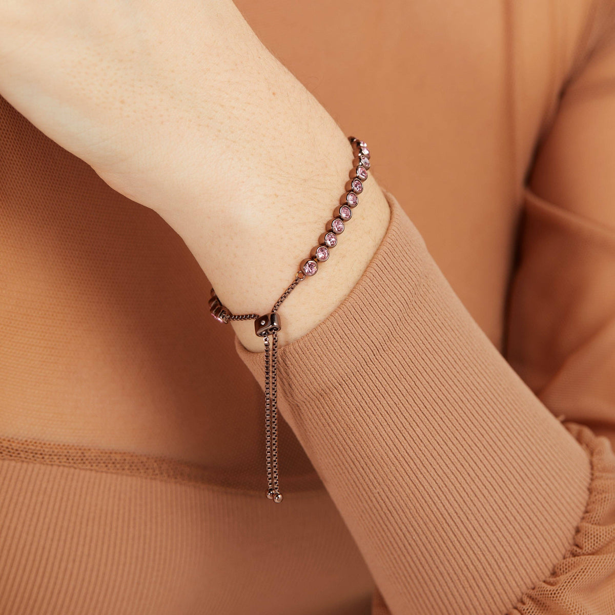 Bolo Tennis Bracelet, Light Rose