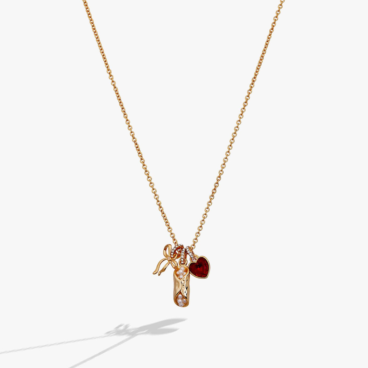 'There Cannoli Be You' Bow &amp; Heart Multi Charm Cluster Necklace