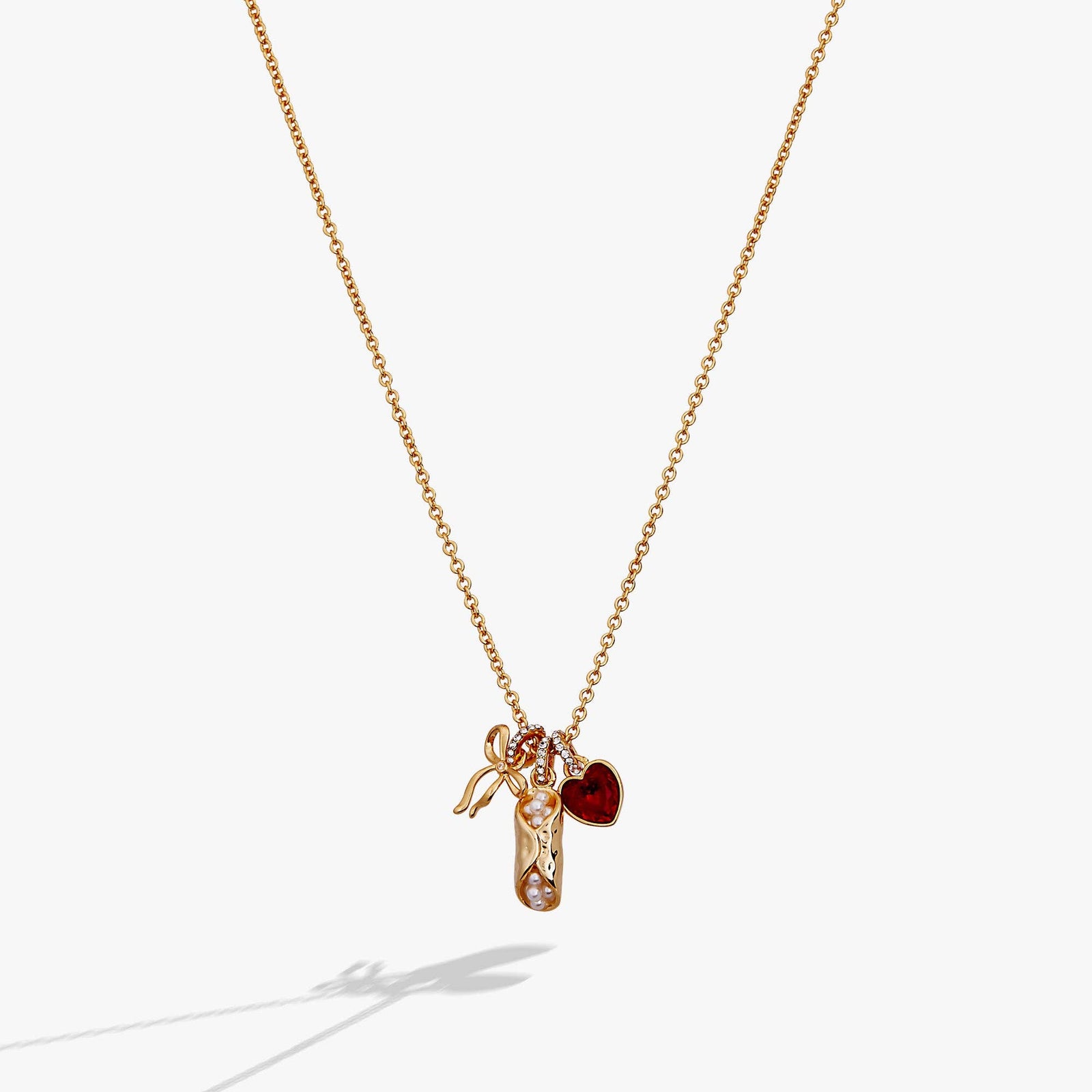 'There Cannoli Be You' Bow & Heart Multi Charm Cluster Necklace