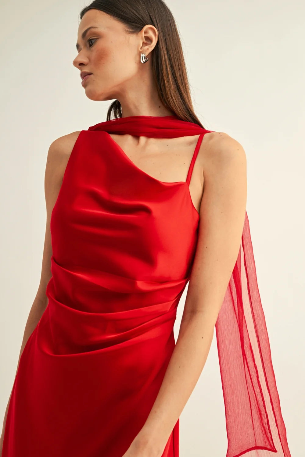 Selena Contrast Scarf Cowl Neck Dress