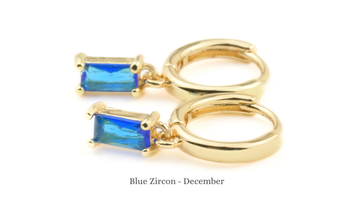 Baguette Birthstone Hoops