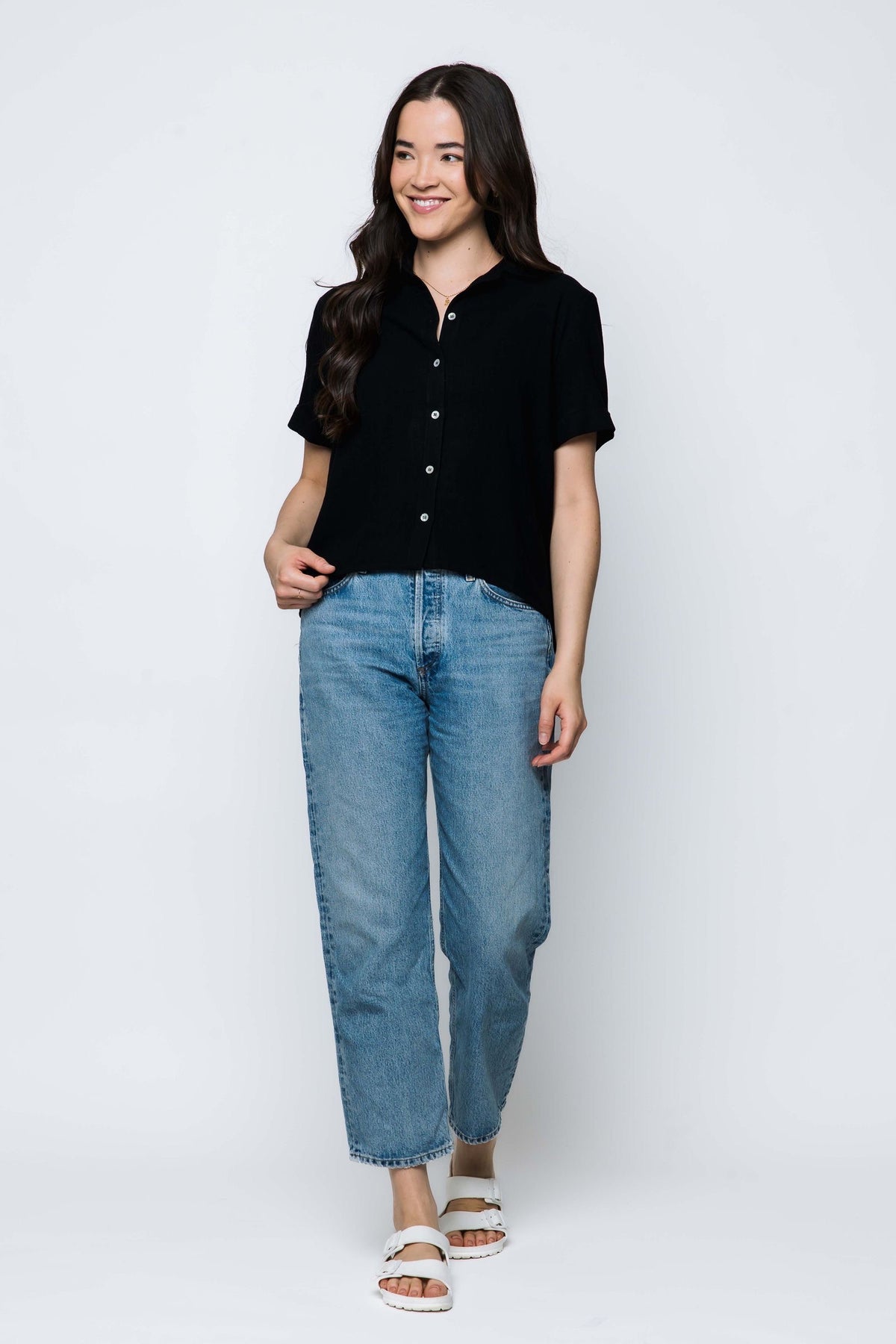 Nina-Short Sleeve Button-up