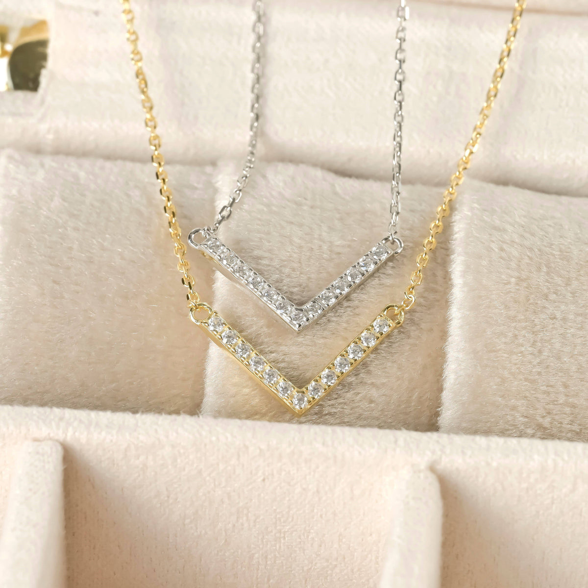 Sterling Silver Diamond Necklace - Gold Vermeil CZ Necklace