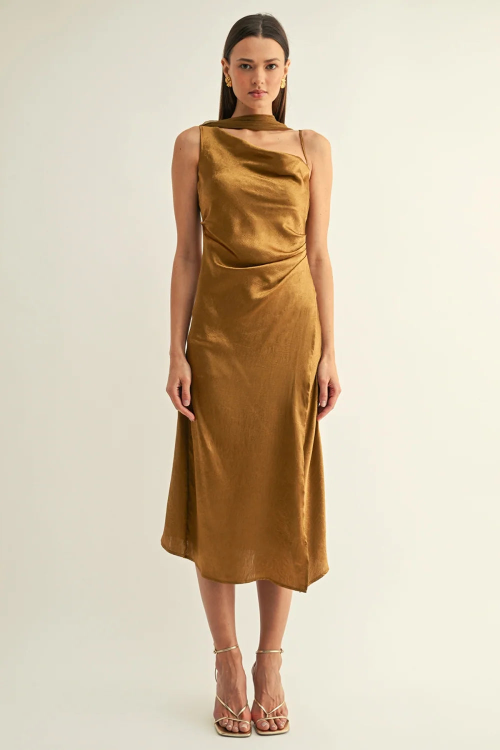 Kenny Contrast Scarf Cowl Neck Dress