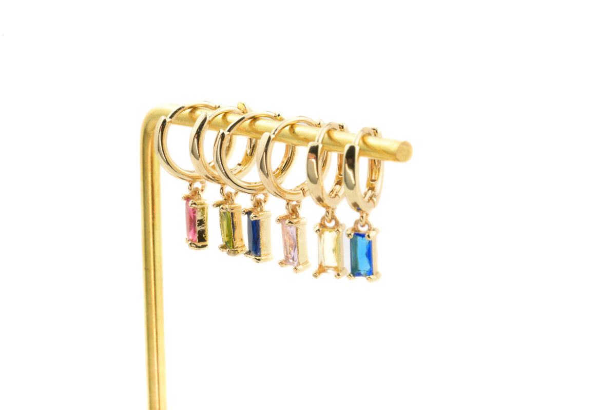 Baguette Birthstone Hoops