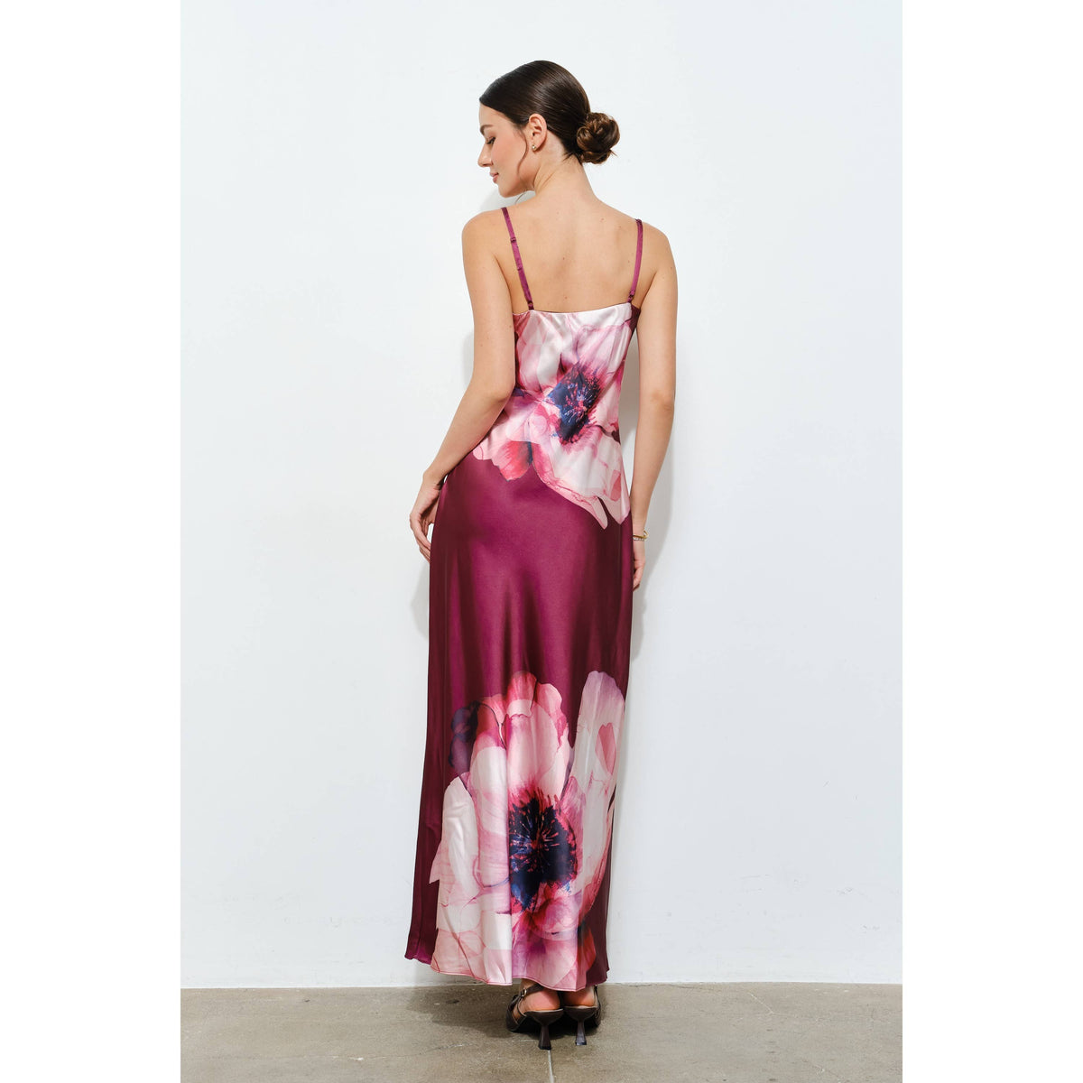Floral Satin Maxi Dress