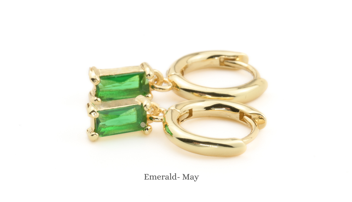 Baguette Birthstone Hoops