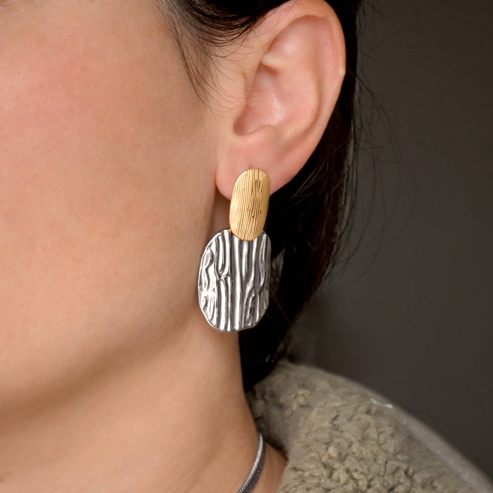 Two-tone Dangle Earrings