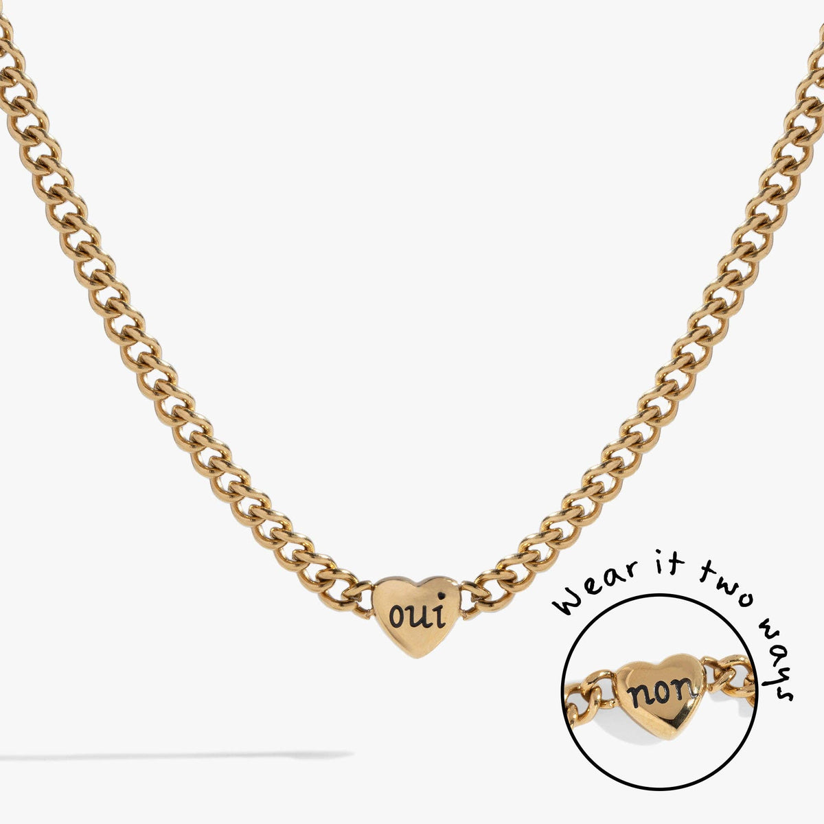 Oui &amp; Non Reversible Heart Inline Necklace