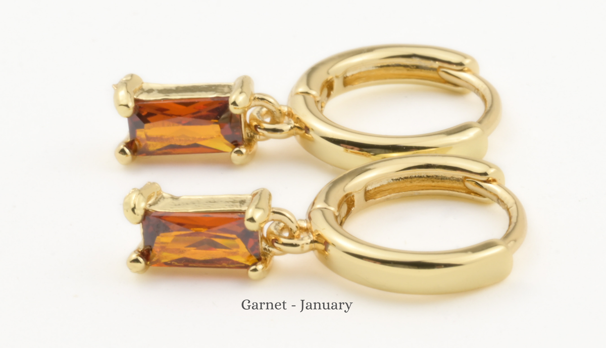 Baguette Birthstone Hoops