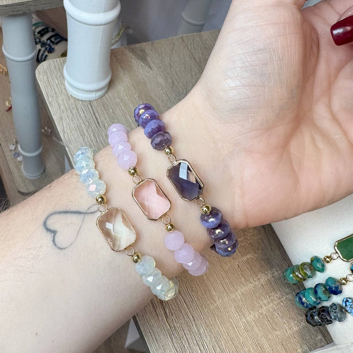Hailey Crystal Beaded Stretch Bracelet