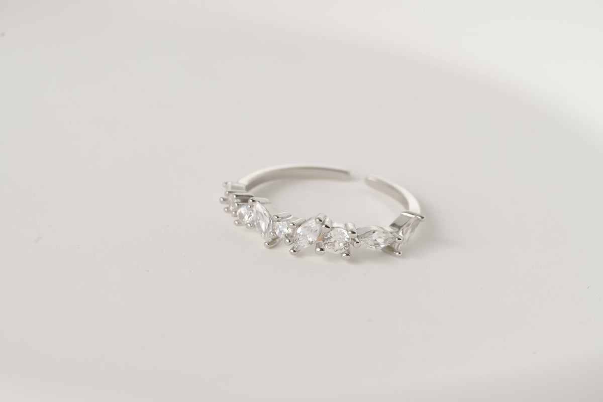 925 Silver Open Rings - Diamond Ring - Croissant Ring