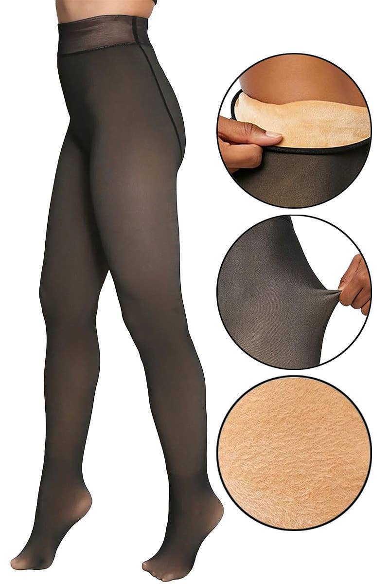 Fake Sheer Fleece Lined Tights