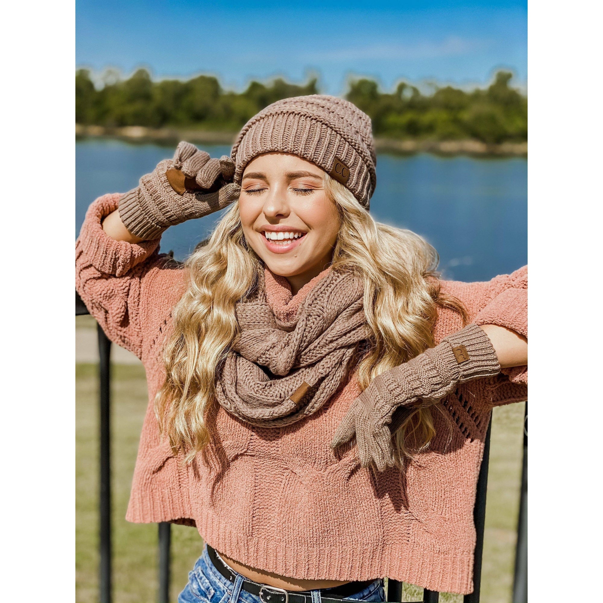 Solid Cable Knit  Infinity Scarf