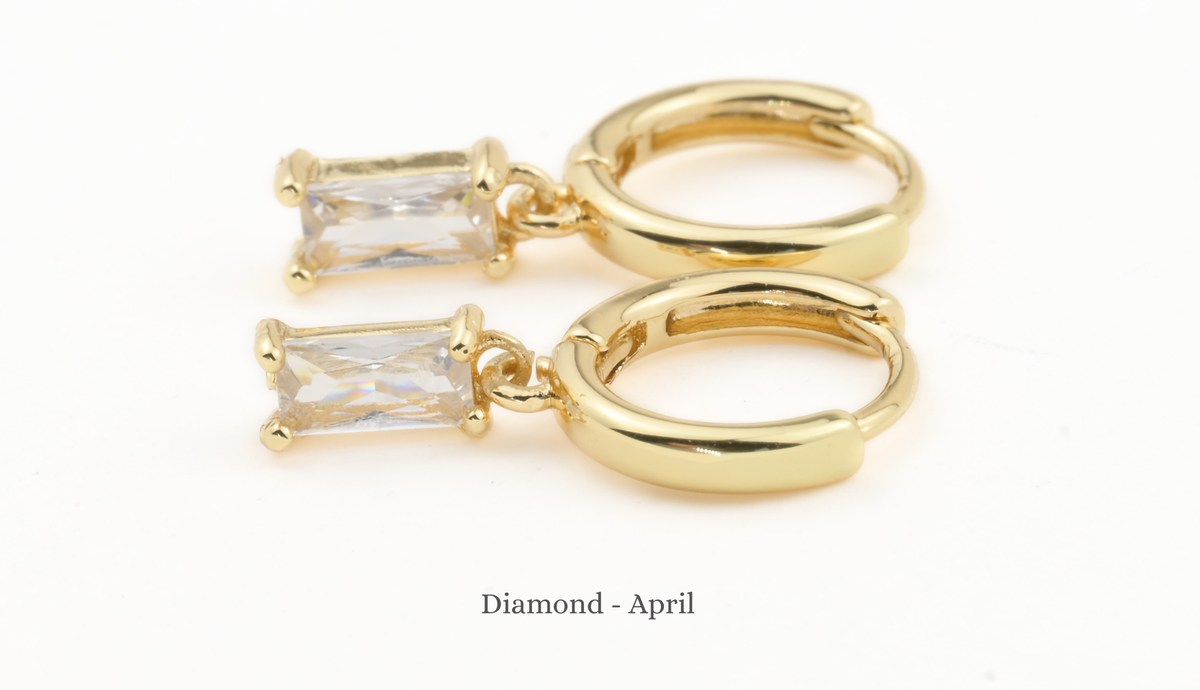 Baguette Birthstone Hoops