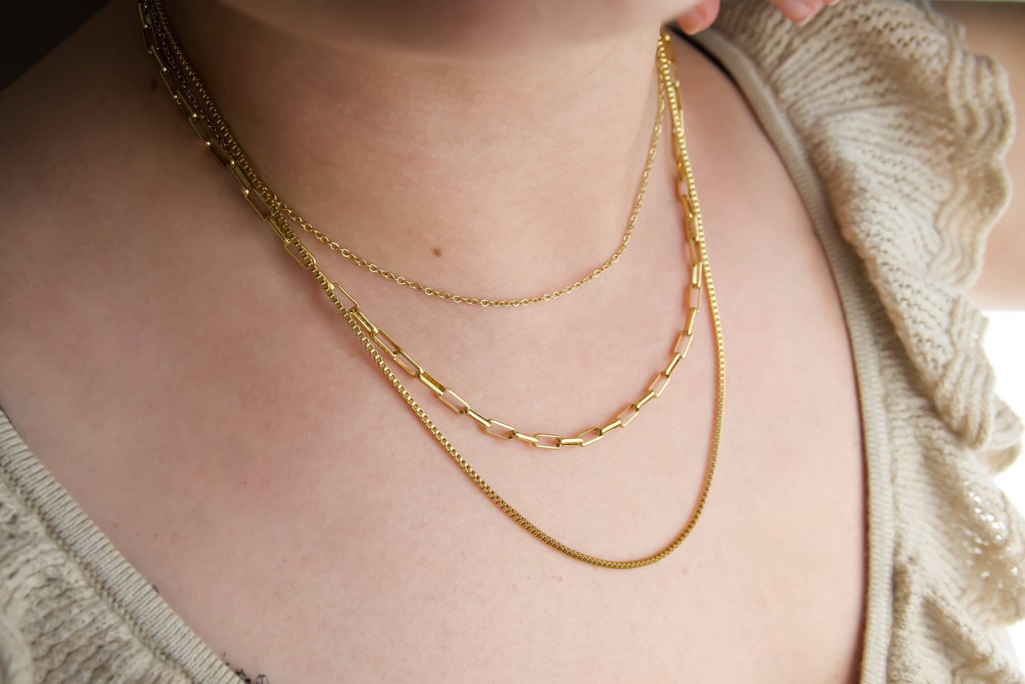 Triple Strand Chain Necklace