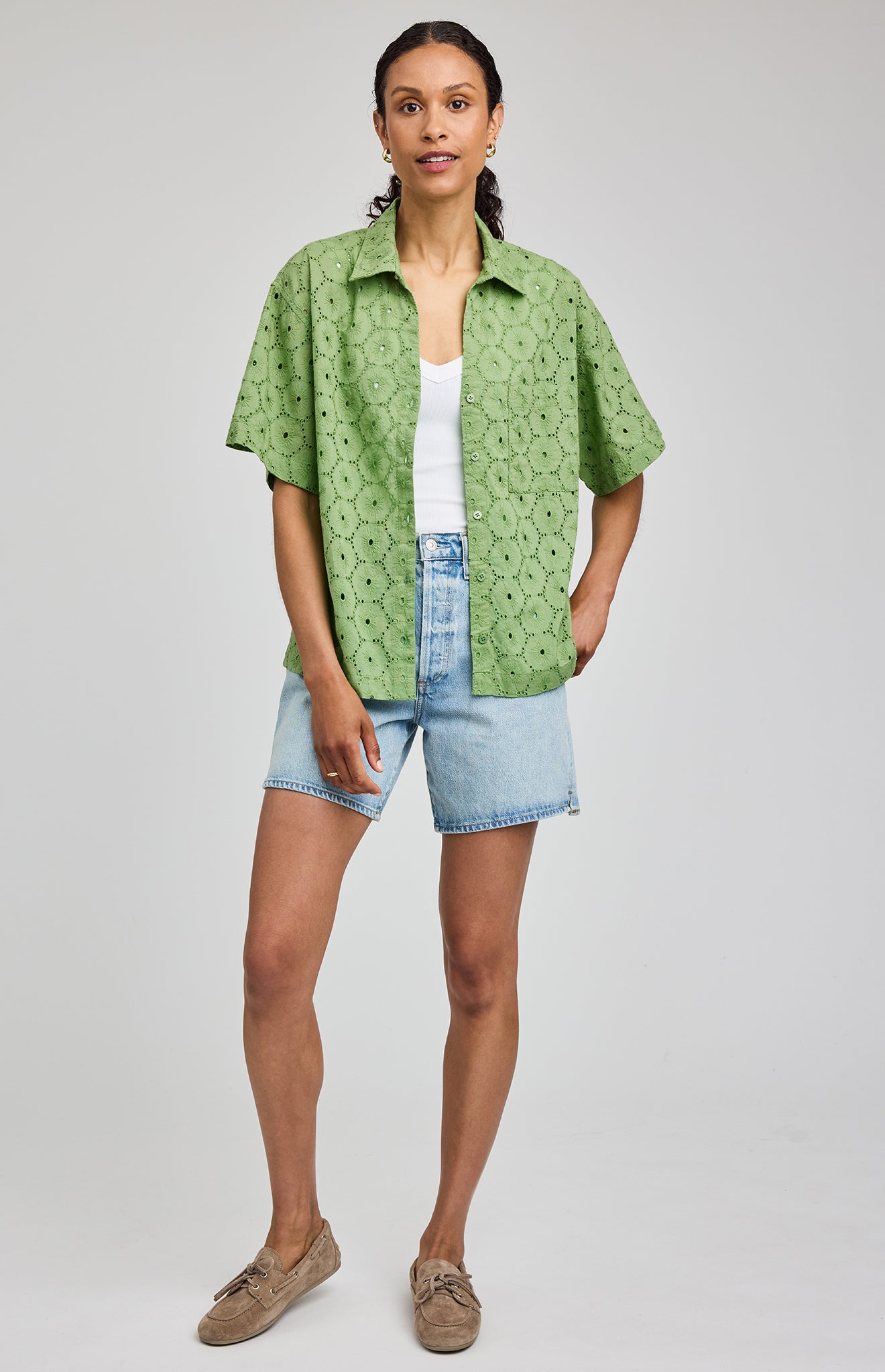 Louisa Eyelet Button Down Shirt