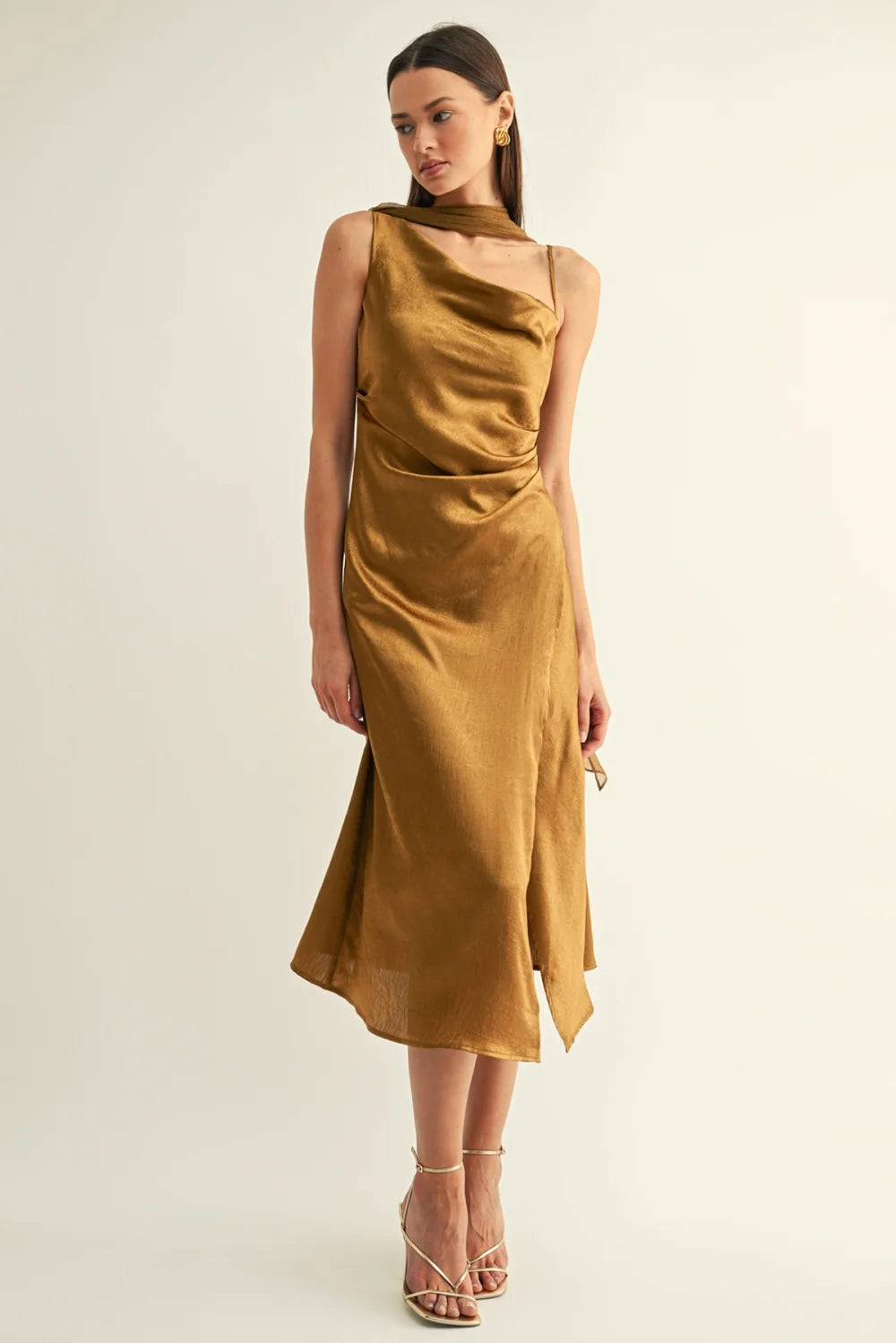 Kenny Contrast Scarf Cowl Neck Dress