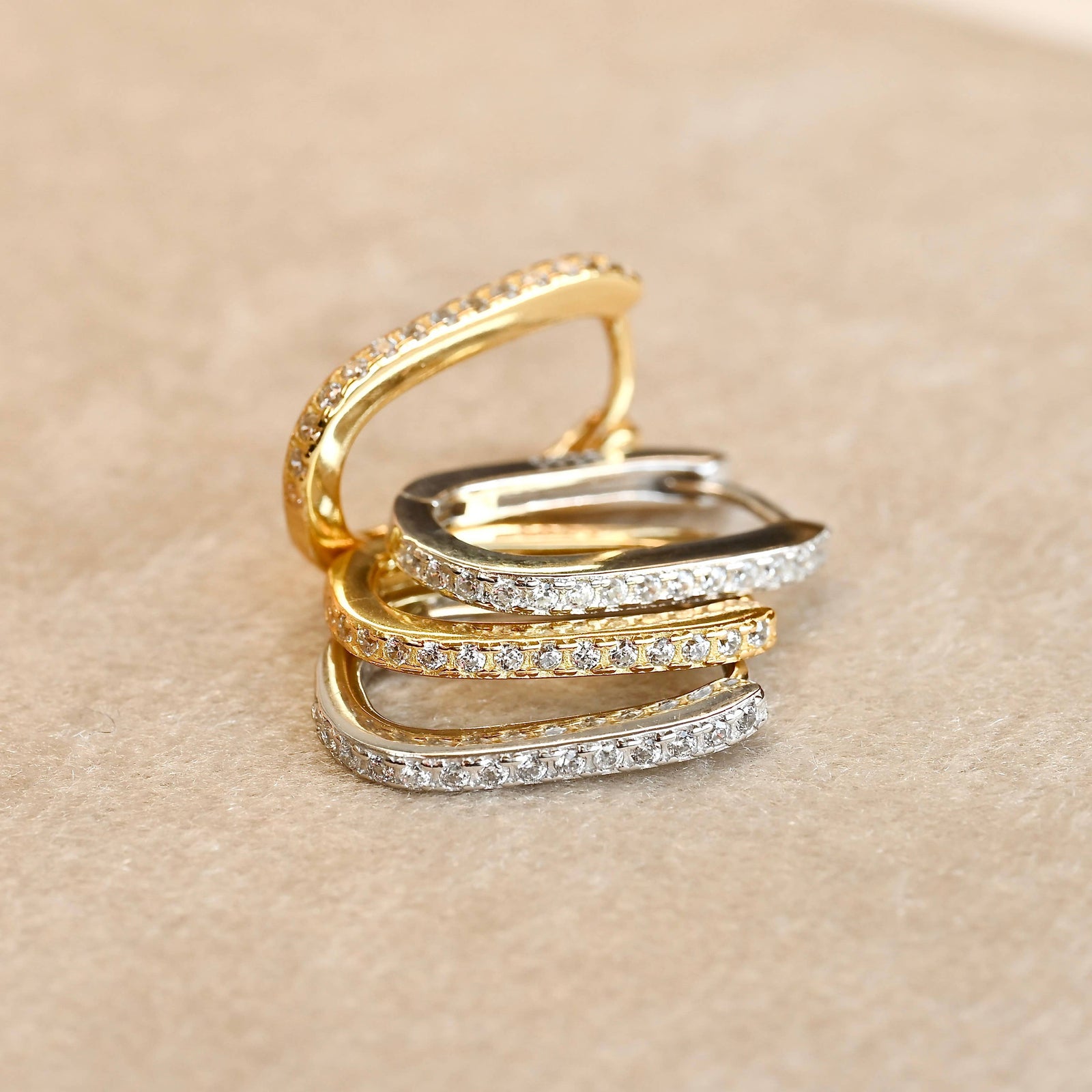 Pave U Hoop Earrings