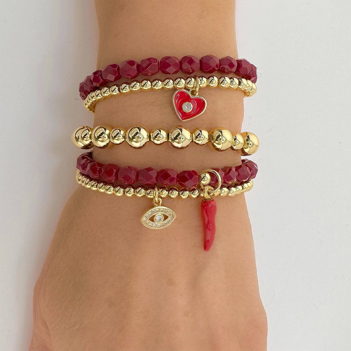 Tina Italian Horn Crystal Beaded Bracelet