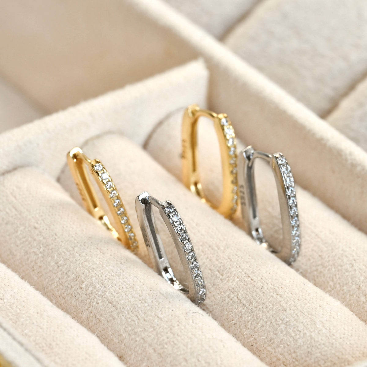 Pave U Hoop Earrings