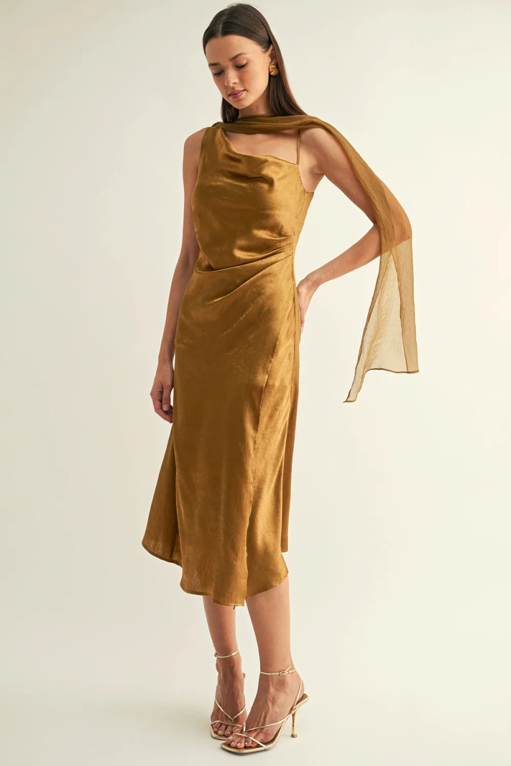 Kenny Contrast Scarf Cowl Neck Dress