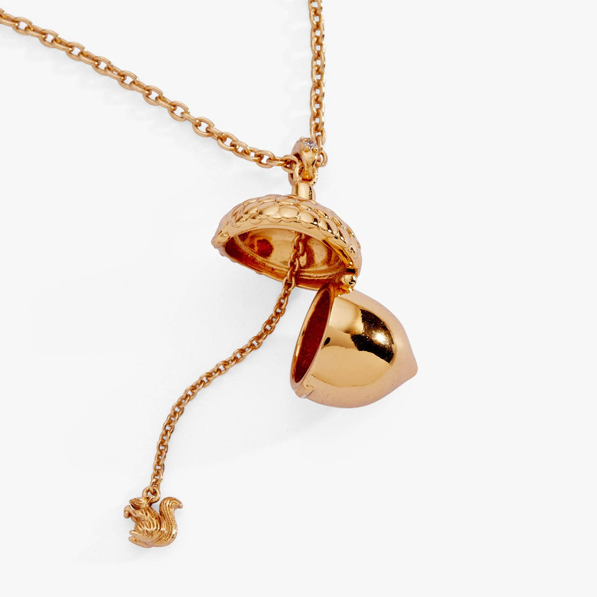 Woodland Acorn &amp; Hidden Squirrel Locket Necklace