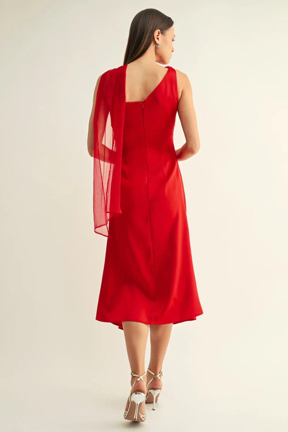 Selena Contrast Scarf Cowl Neck Dress
