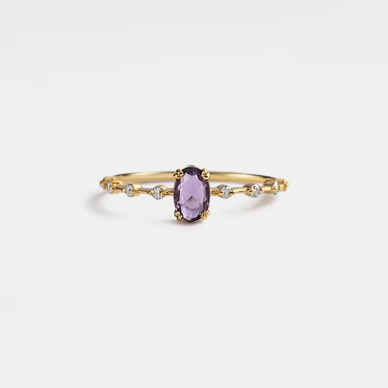 Oval Natural Amethyst Ring
