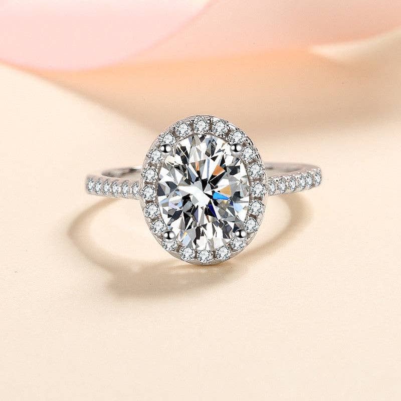 Oval Moissanite Halo Ring