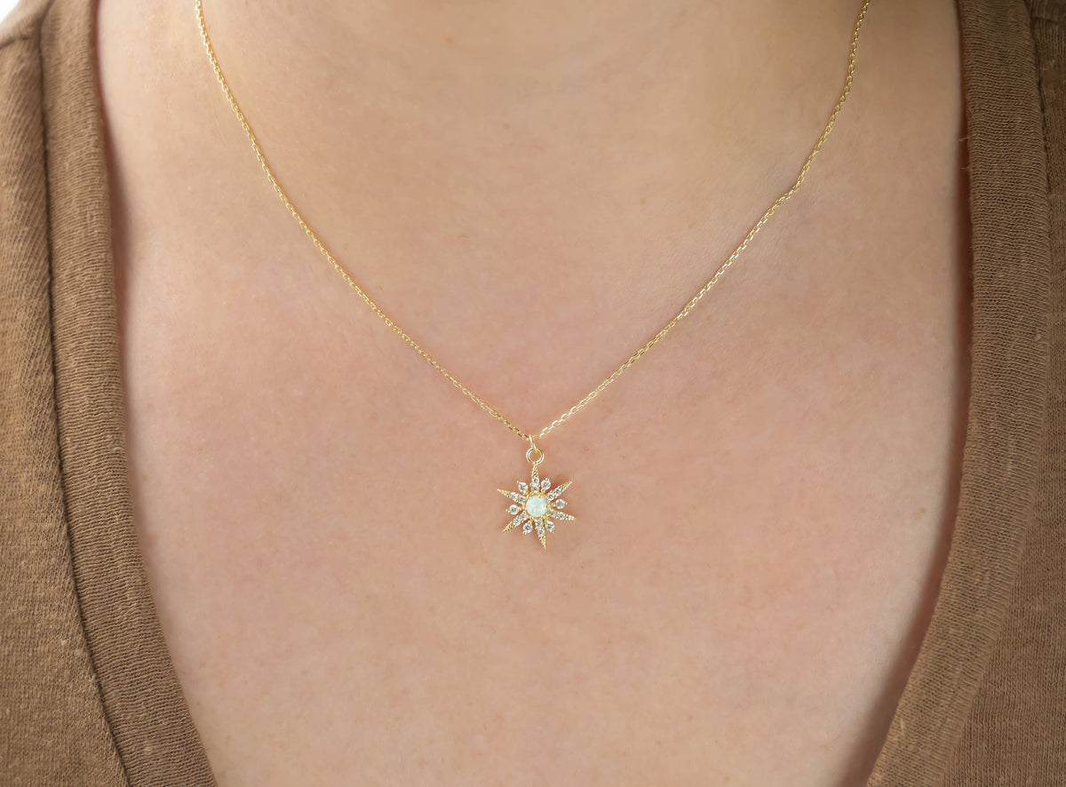 Opal Star Burst Necklace