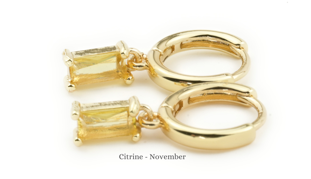 Baguette Birthstone Hoops