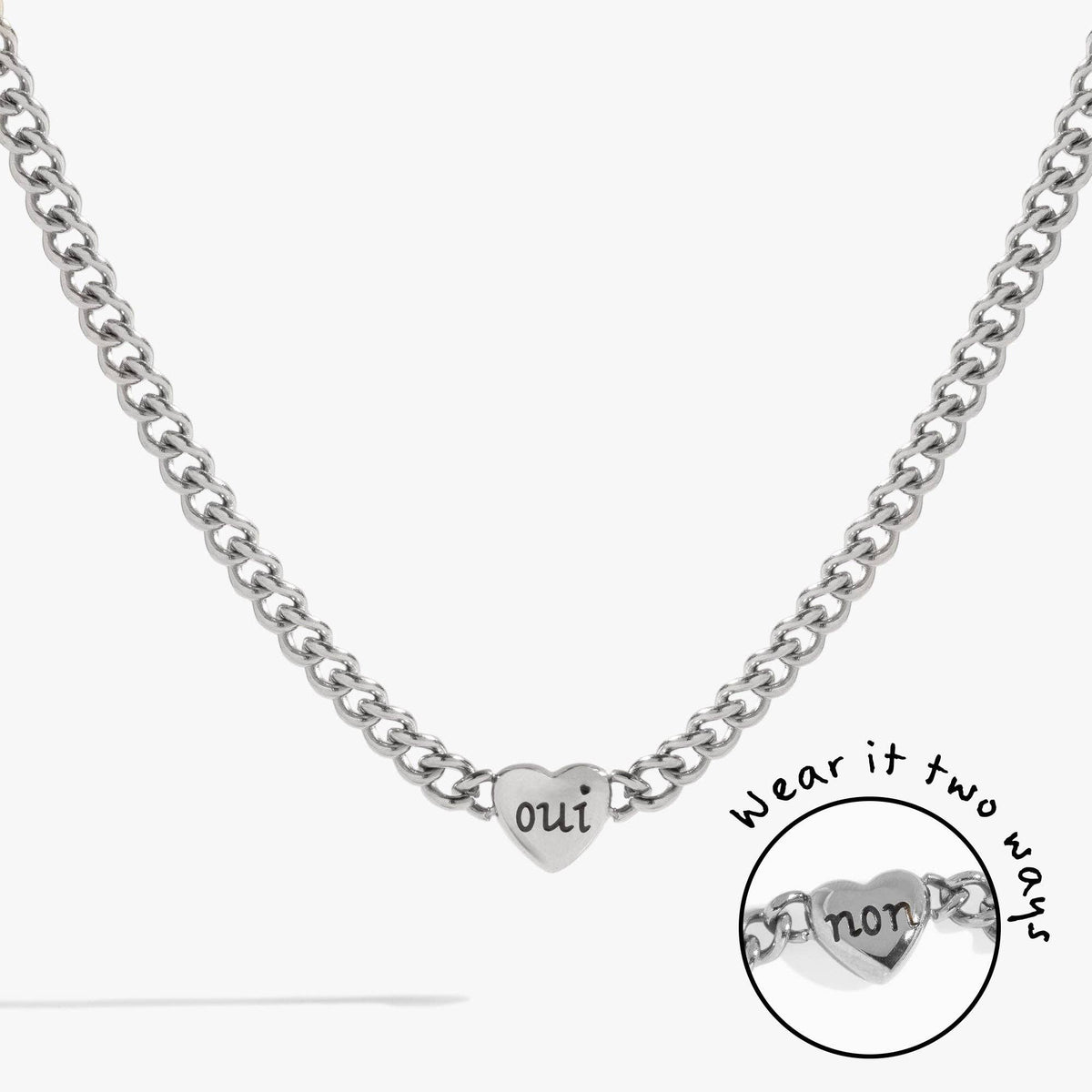 Oui &amp; Non Reversible Heart Inline Necklace