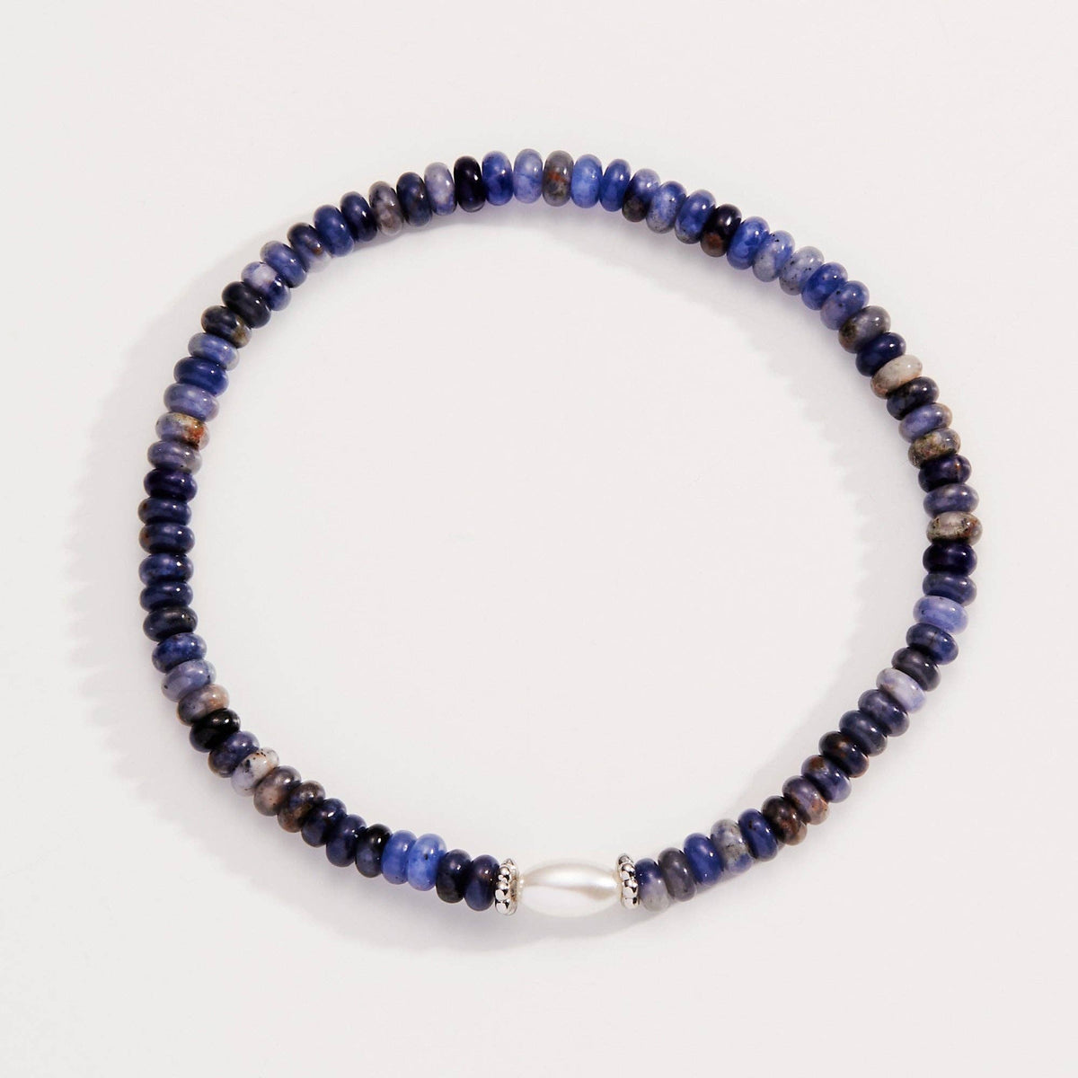 Sodalite and Pearl Stretch Bracelet