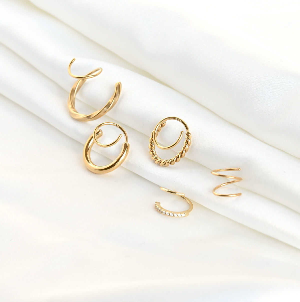 Gold Spiral Hoop Earrings