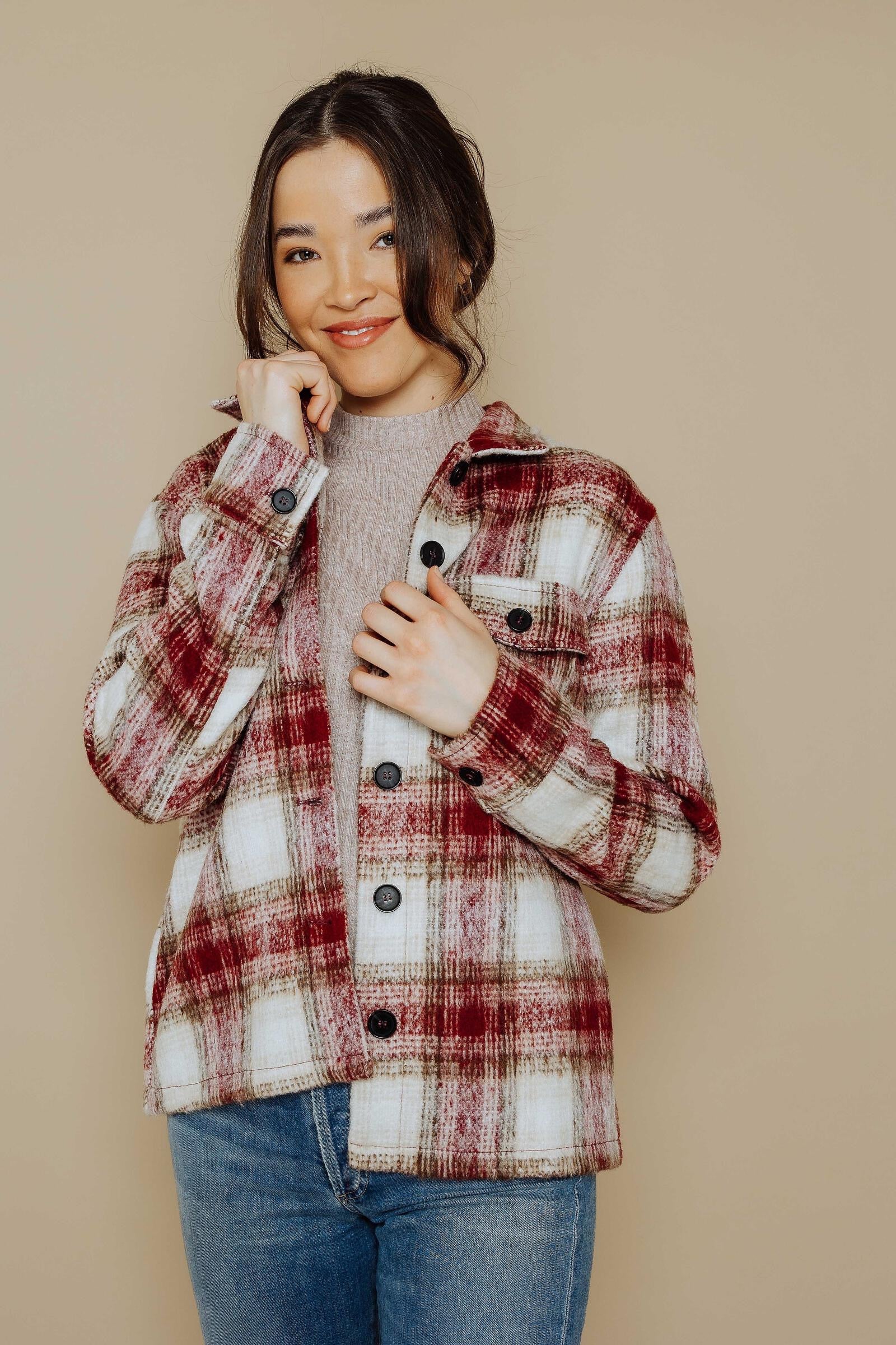 Sammi Brushed Plaid Boxy Jacket