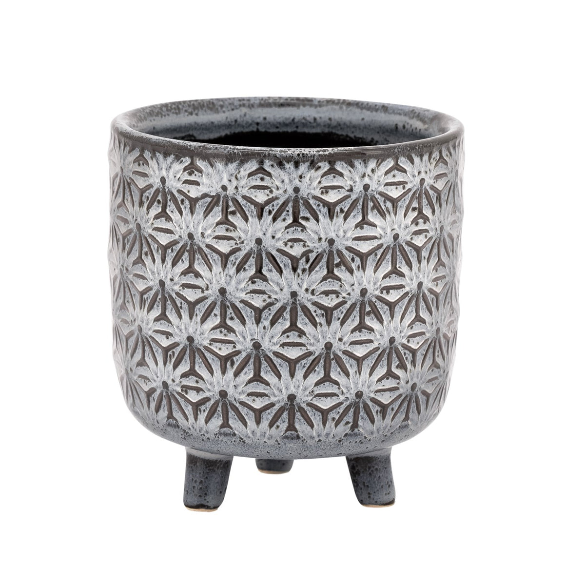 Star Black Glazed Planter 4.5d x 5&quot;